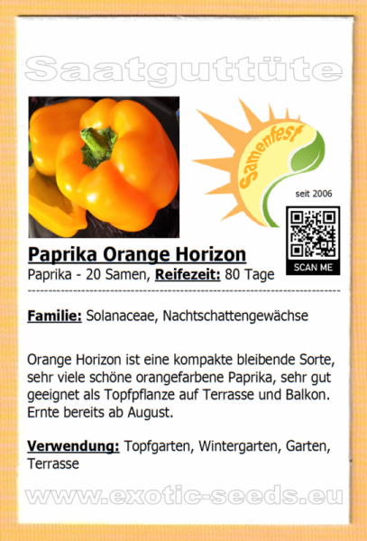 Paprika * Orange Horizon * 20 Samen